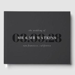 Elegant Charcoal Typography Wedding Guest Book