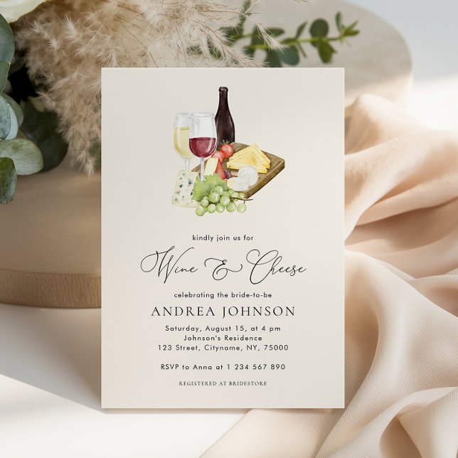 Elegant Charcuterie Wine and Cheese Bridal Shower Invitation (Creator Uploaded)