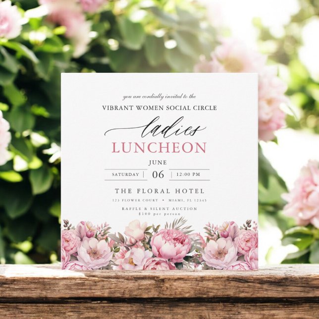 Elegant Charity Lunch Watercolor Floral Invitation (Creator Uploaded)