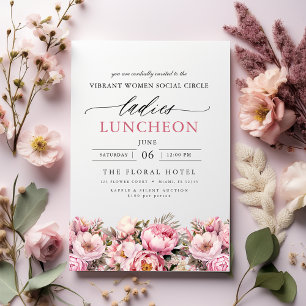 Elegant Charity Lunch Watercolor Floral Invitation