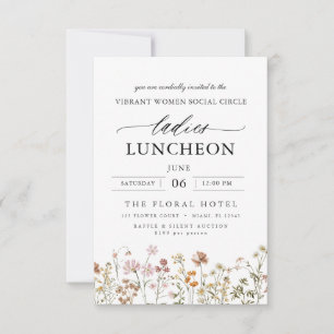 Elegant Charity Lunch Watercolor Wildflower Invitation