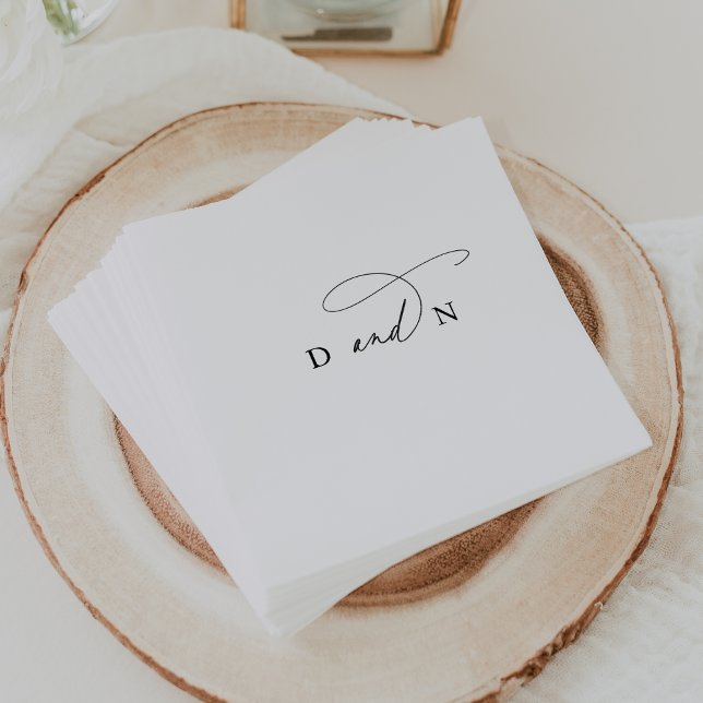 Elegant Charm Black and White Monogram Wedding Napkin (Elegant Charm Black and White Monogram Wedding Napkins)