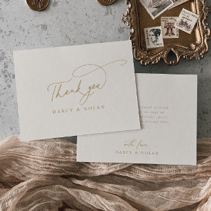 Elegant Charm Flat Ivory Wedding Thank You Cards