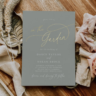 Elegant Charm Gold Foil Green Garden Wedding