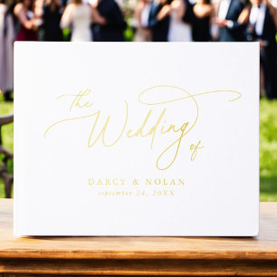 Elegant Charm Gold Foil Wedding Guest Book