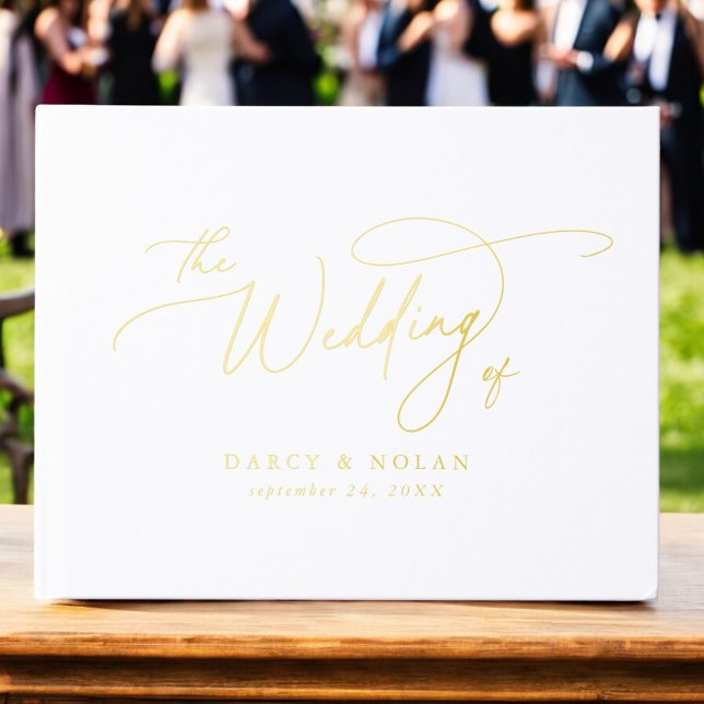 Elegant Charm Gold Foil Wedding Guest Book (Elegant Charm Gold Foil Wedding Guest Book)