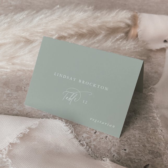 Elegant Charm Green Guest Name Wedding Place Cards (Creator Uploaded)
