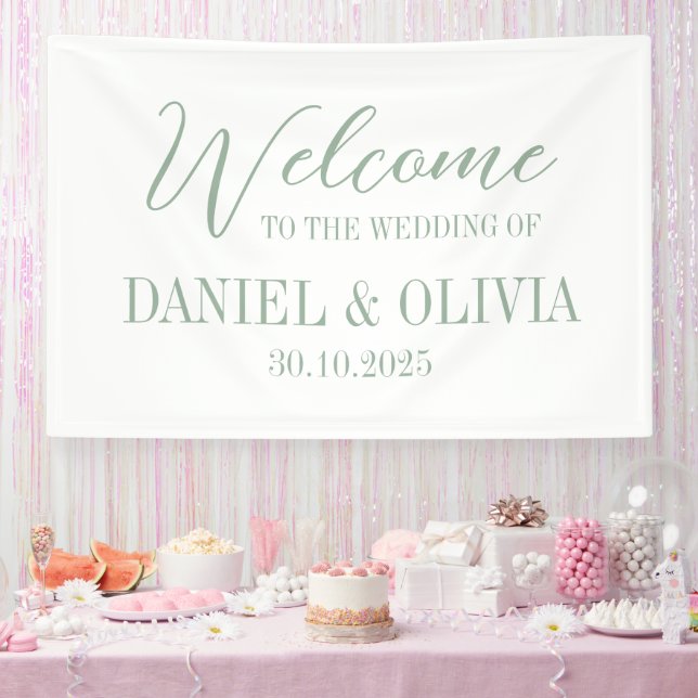 Elegant Charm Green Wildflower Wed Seating Charts Banner (Party)