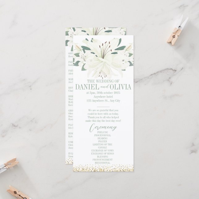 Elegant Charm Green Wildflower Wedding Programs (Front/Back In Situ)