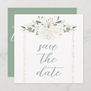 Elegant Charm Green Wildflower Wedding Save The Date