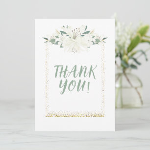 Elegant Charm Green Wildflower Wedding Thank You Card
