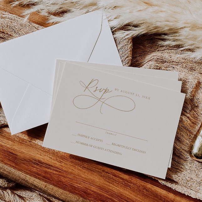 Elegant Charm Ivory and Gold Simple RSVP Cards (Creator Uploaded)