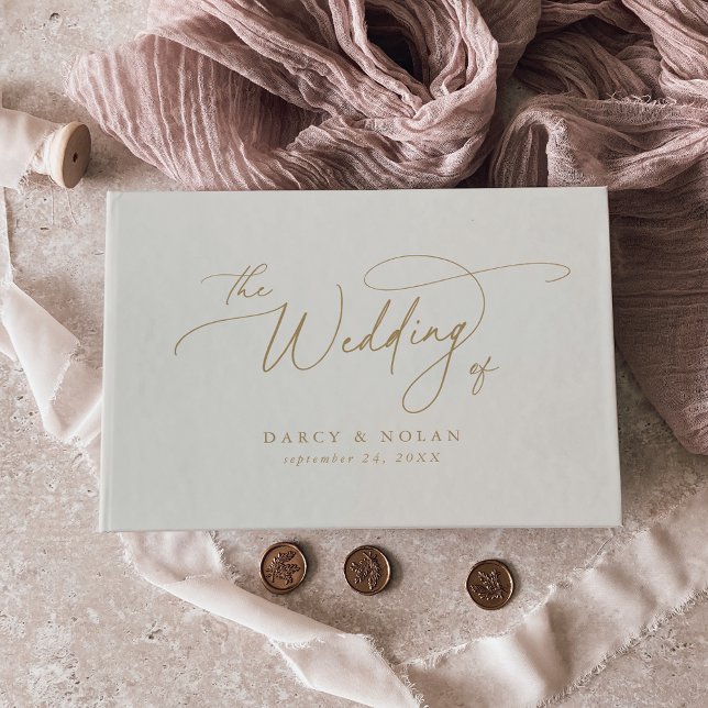 Elegant Charm Ivory and Gold Wedding Guest Book (Elegant Charm Ivory and Gold Wedding Guest Book)