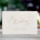 Elegant Charm Ivory and Gold Wedding Guest Book
