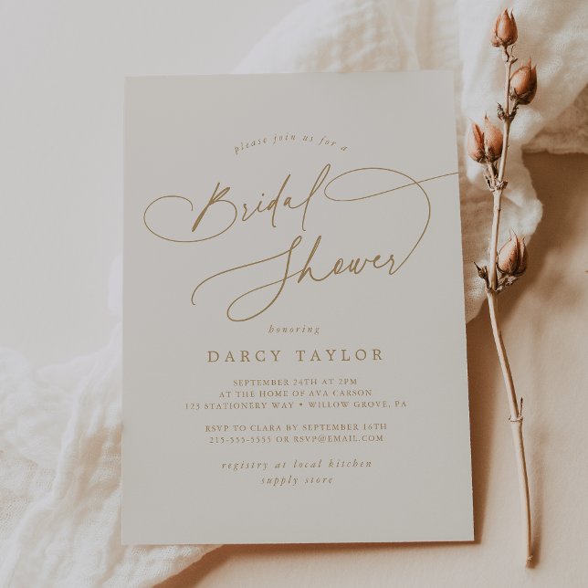 Elegant Charm Ivory Gold Bridal Shower Invitations (Elegant Charm Ivory Gold Bridal Shower Invitations)