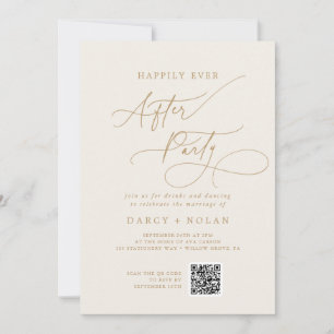 Elegant Charm Ivory Gold Wedding After Party Invitation