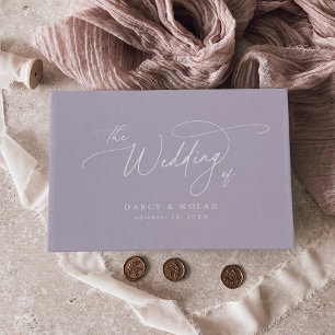Elegant Charm Lavender Purple Wedding Guest Book