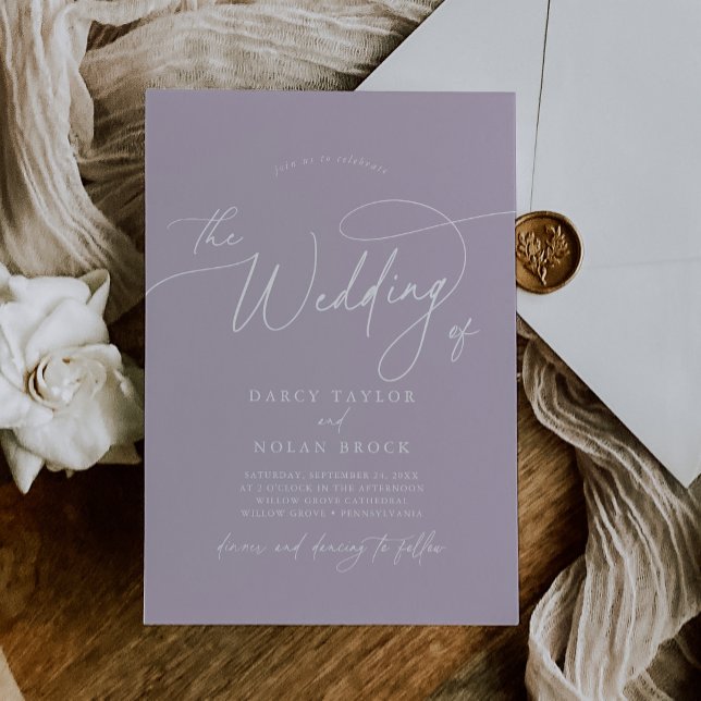Elegant Charm Lavender Purple Wedding Invitations (Creator Uploaded)