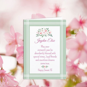 Elegant Charm. Personalised Sweet 16 birthday card
