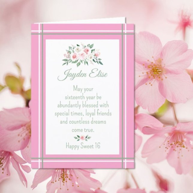 Elegant Charm. Personalised Sweet 16 birthday card (Creator Uploaded)