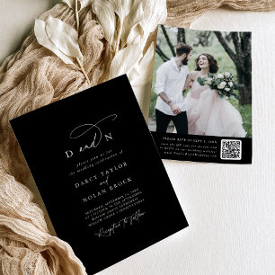 Elegant Charm Photo Black Wedding Invitations RSVP