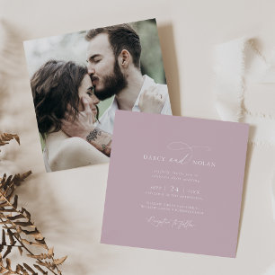 Elegant Charm Photo Lilac Pink Wedding Invitations