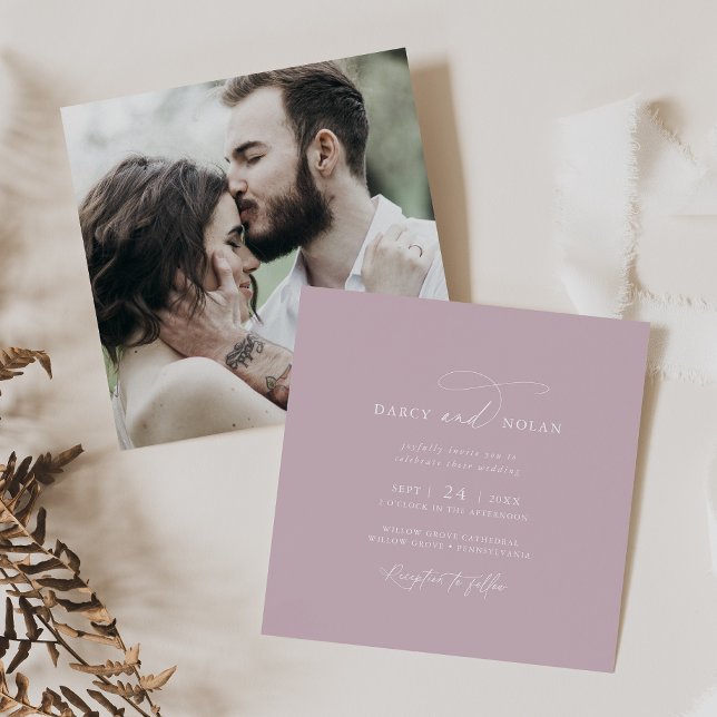 Elegant Charm Photo Lilac Pink Wedding Invitations (Elegant Charm Photo Lilac Pink Wedding Invitations)