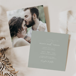 Elegant Charm Photo Sage Green Wedding Invitations