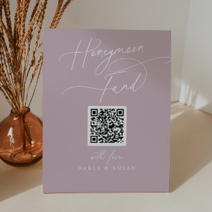 Elegant Charm Pink QR Code Honeymoon Fund Sign