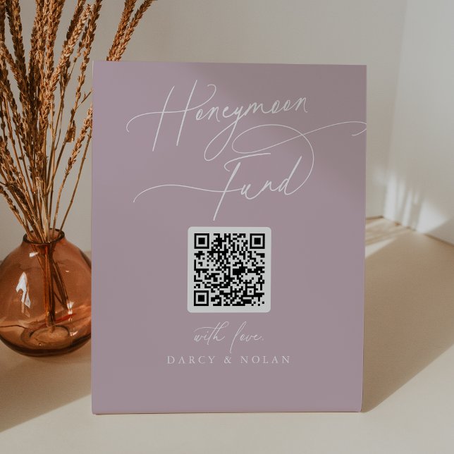 Elegant Charm Pink QR Code Honeymoon Fund Sign (Elegant Charm Pink QR Code Honeymoon Fund Sign)