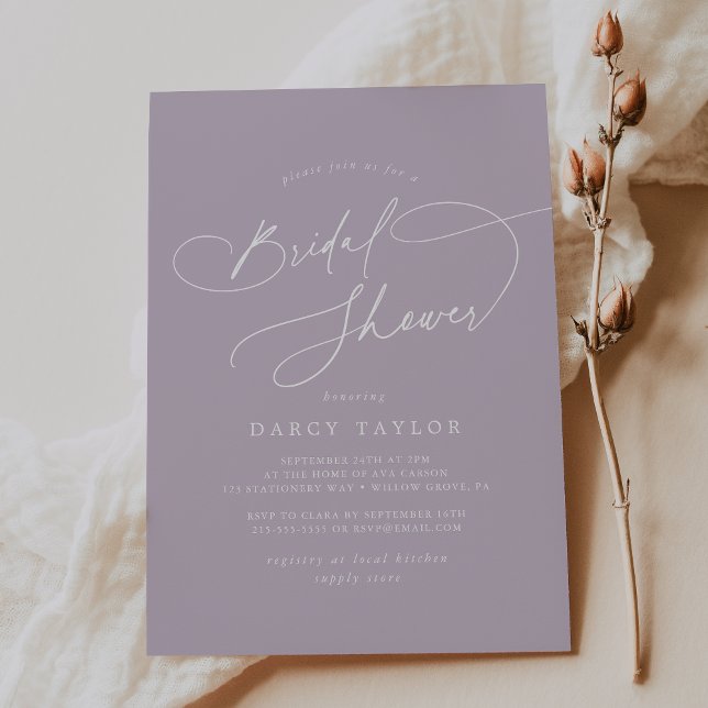 Elegant Charm Purple Bridal Shower Invitations (Elegant Charm Purple Bridal Shower Invitations)