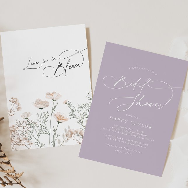 Elegant Charm Purple Wildflower Bridal Shower Invitation (Elegant Charm Purple Wildflower Bridal Shower Invitation)