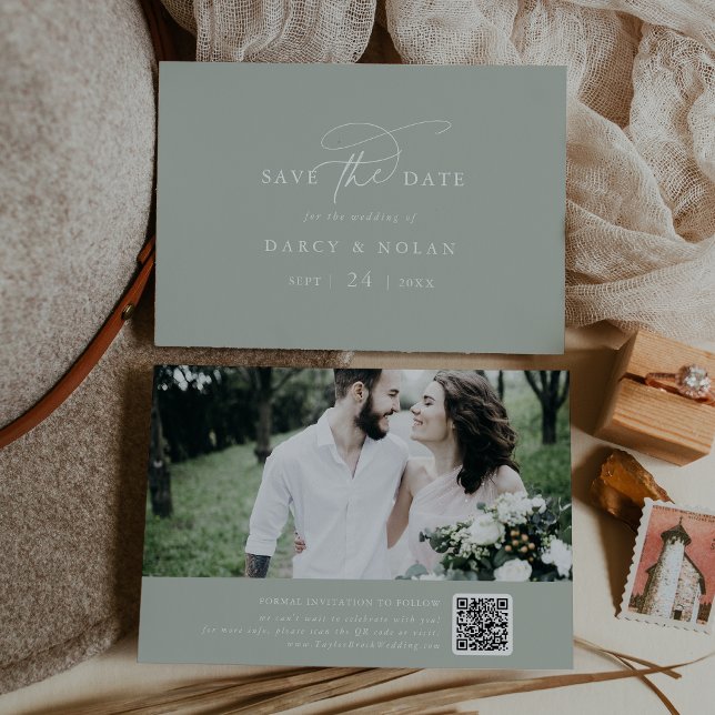 Elegant Charm Sage Green Wedding Save The Date (Elegant Charm Sage Green Wedding Save The Date)