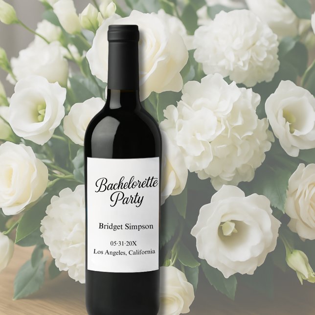 Elegant Charm Timeless Bachelorette party Wine Label (Creator Uploaded)