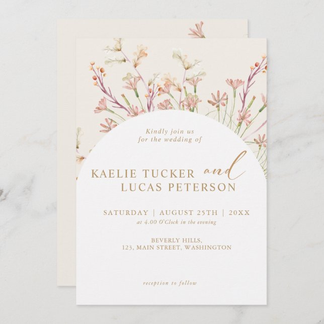 Elegant Charm Wild Flower Arch Wedding  Invitation (Front/Back)