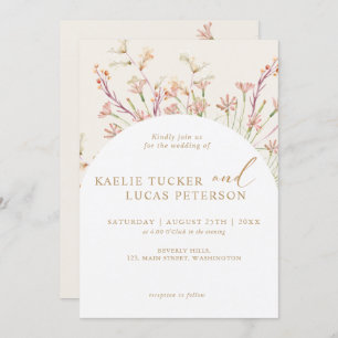Elegant Charm Wild Flower Arch Wedding Invitation