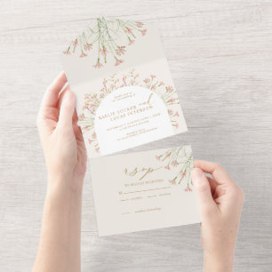 Elegant Charm Wild Flower Wedding  All In One Invitation