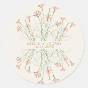 Elegant Charm Wild Flower Wedding  Classic Round Sticker