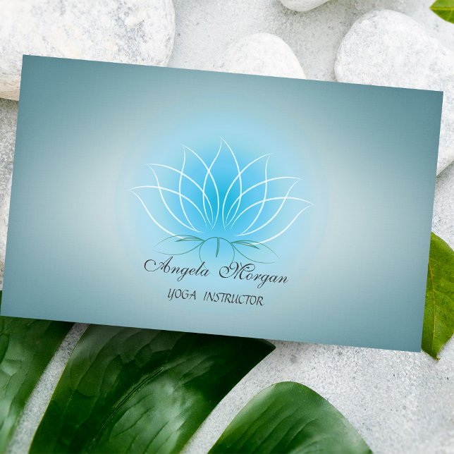 Elegant Charming Professional Blue Lotus Flower Business Card (Creator Uploaded)