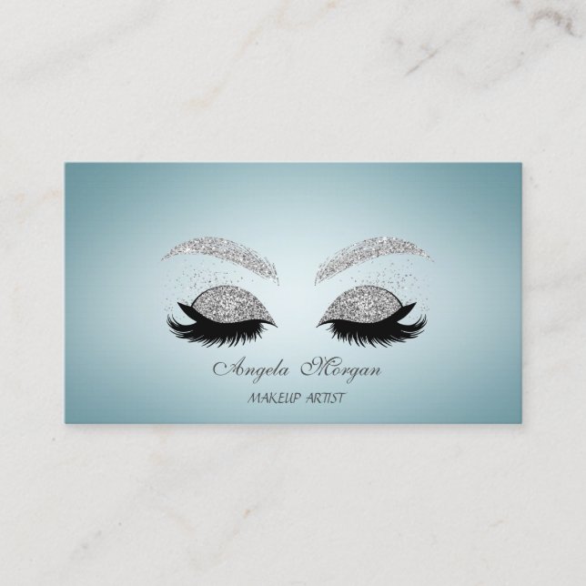 Elegant Charming Professional Glitter Faux Lashes Business Card (Front)