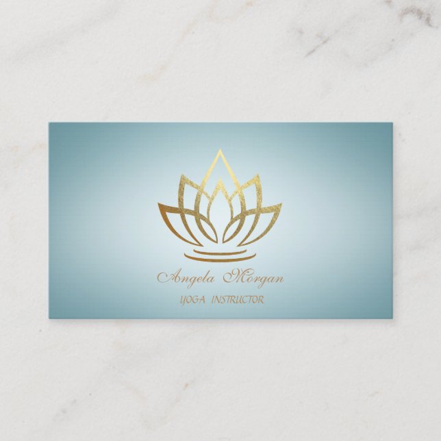 Elegant Charming Professional Gold Lotus Flower Business Card (Front)