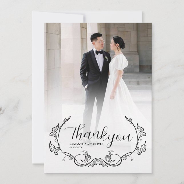 Elegant Charming Simple Photo Thank You Card (Front)