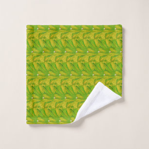 Elegant Chartreuse Green Floral Pattern Bath Towel Set