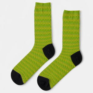 Elegant Chartreuse Green Floral Pattern Socks