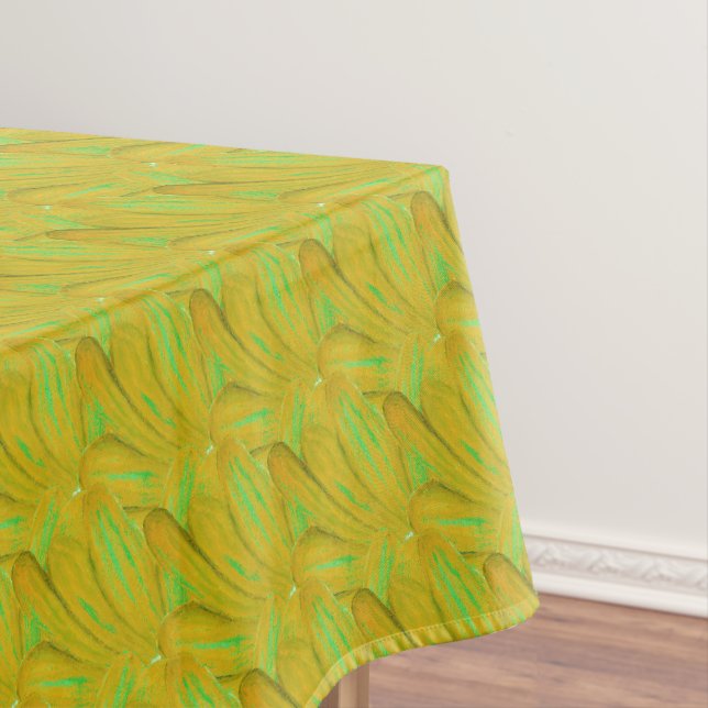 Elegant Chartreuse Green Floral Pattern Tablecloth (In Situ)