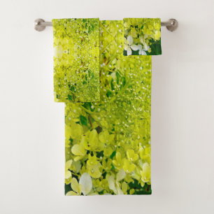 Elegant Chartreuse Green Limelight Hydrangea Bath Towel Set