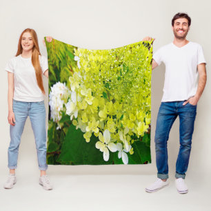 Elegant Chartreuse Green Limelight Hydrangea Fleece Blanket