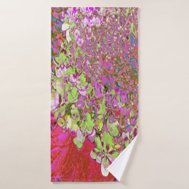 Elegant Chartreuse Green, Pink and Blue Hydrangea Bath Towel (Bath Towel)