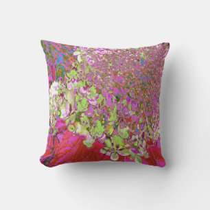 Elegant Chartreuse Green, Pink and Blue Hydrangea Cushion