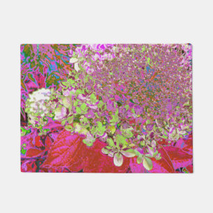 Elegant Chartreuse Green, Pink and Blue Hydrangea Doormat